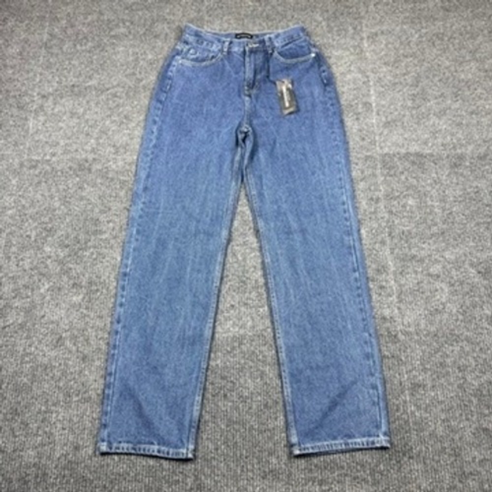 NWT PrettyLittleThing Mid Blue Wash Baggy Boyfriend Jeans Size 0 CMS6287/125/72